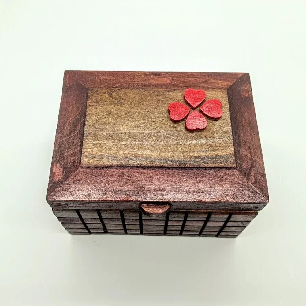 George W. Osborne Handmade Wood Hearts Hinged Box